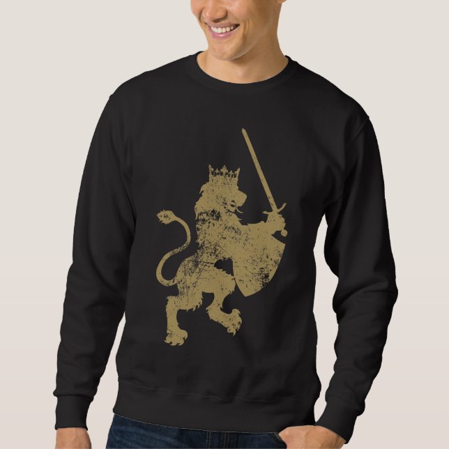 Grunge Lion King Men's Dark Sweatshirt (Front)