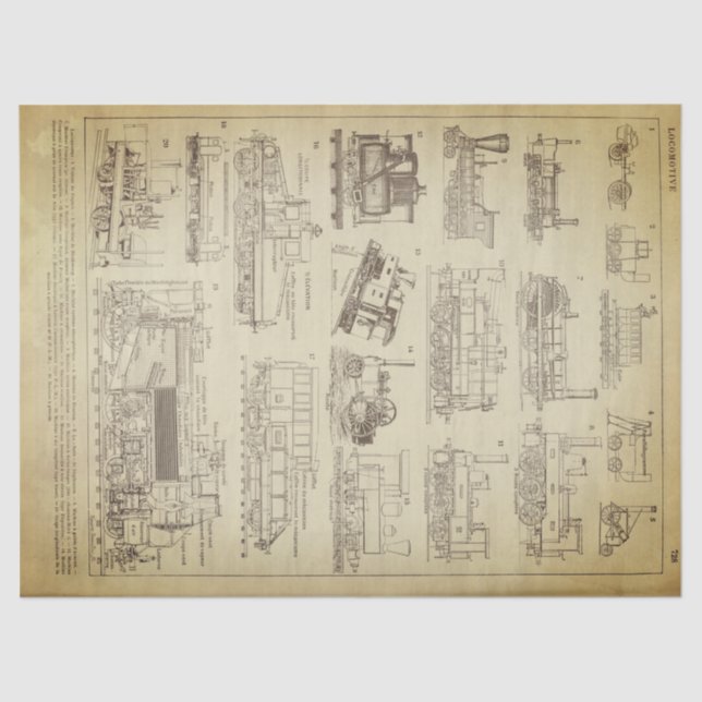 Grunge Locomotive Decoupage Sheet (Front)