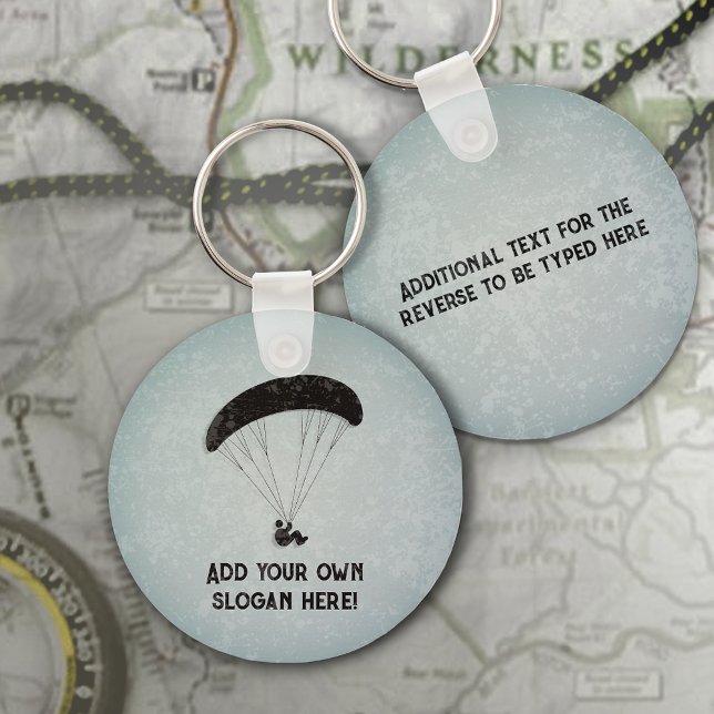 Grunge Look Paraglider, own text front and back Keychain (Creator Uploaded)