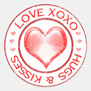 Grunge Love Hugs Kisses Valentine Classic Round Sticker