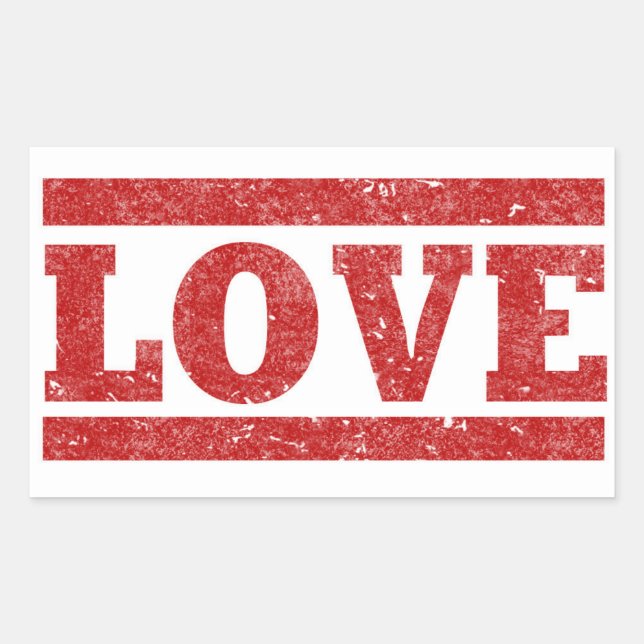 Grunge Love Stamp Rectangular Sticker (Front)