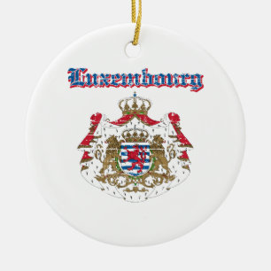 Grunge Luxembourg coat of arms designs Ceramic Ornament