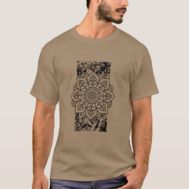 Grunge Mandalas Gray T-Shirt (Front)