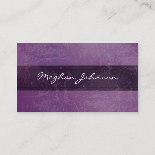 Grunge Marble Purple Trendy Business Card (Front)