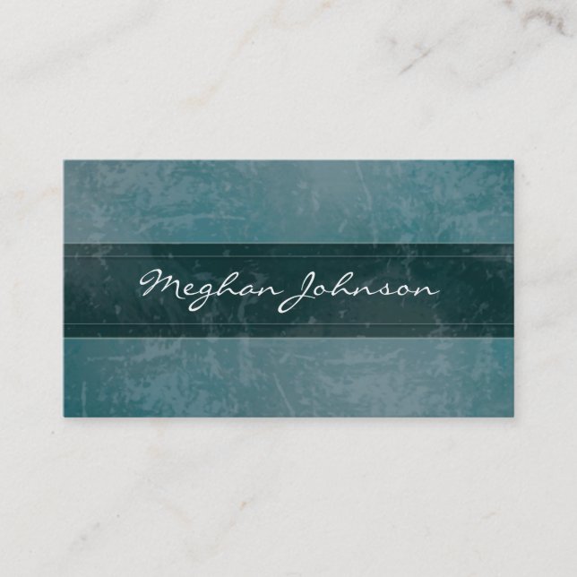 Grunge Marble Teal Trendy Business Card (Front)