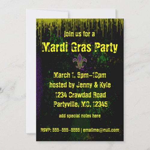 Grunge Mardi Gras Invitations