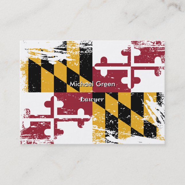 Grunge Maryland Flag Business Card (Front)