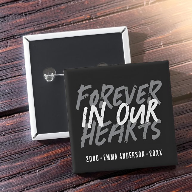 Grunge Memorial Forever in our Hearts Custom Button (Creator Uploaded)