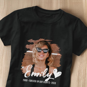 Grunge Memorial Forever in our Hearts Custom Photo T-Shirt