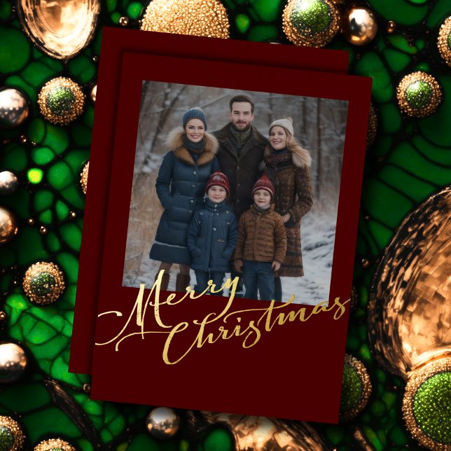 Grunge Merry Christmas and Your Photo Foil Holiday Card (Creator Uploaded)
