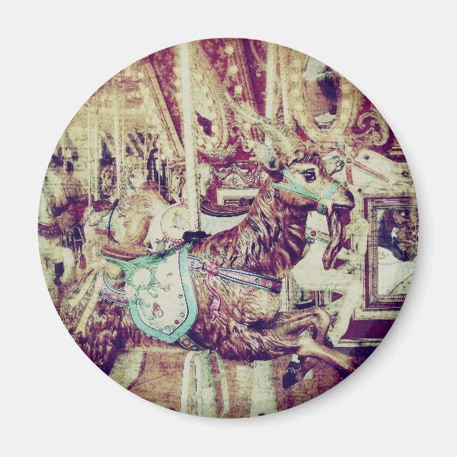 Grunge Merry-Go-Round Goat Magnet (Front)