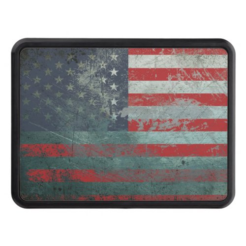 Grunge Metal American Flag 1 Hitch Cover