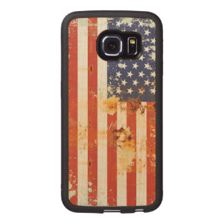 Grunge Metal American Flag 3 Wood Phone Case