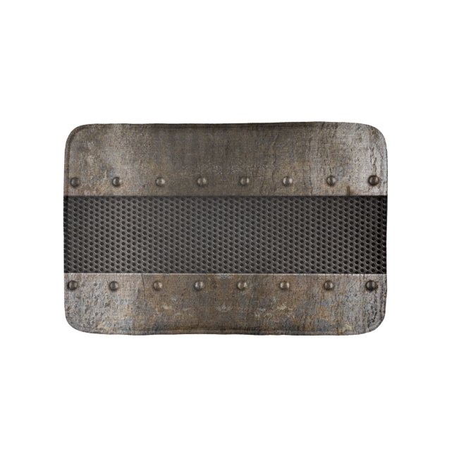 Grunge metal background bathroom mat (Front)
