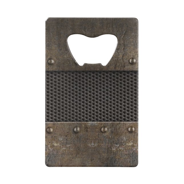 Grunge metal background credit card bottle opener (Front)