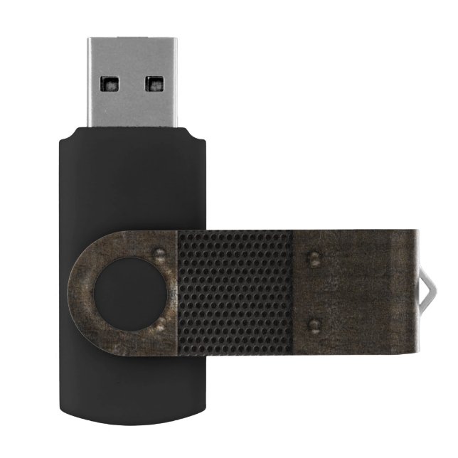 Grunge metal background flash drive (Opened)