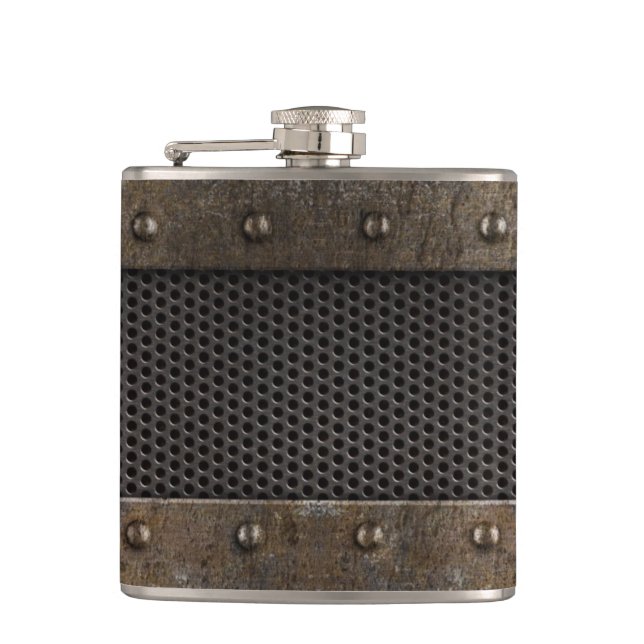 Grunge metal background flask (Front)