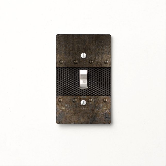 Grunge metal background light switch cover (In Situ)