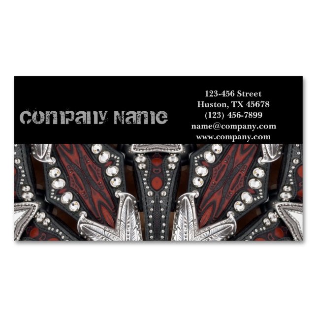 grunge metal biker leather Auto repair Mechanic Business Card Magnet (Front)