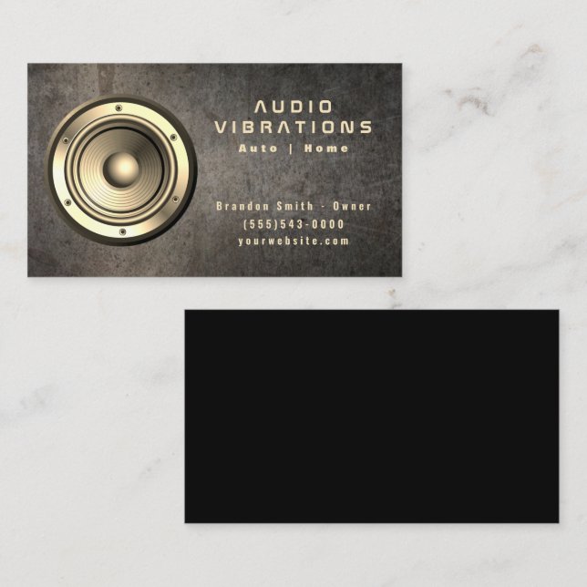 Grunge Metal Car Audio Stereo Speaker Installation Business Card (Front/Back)