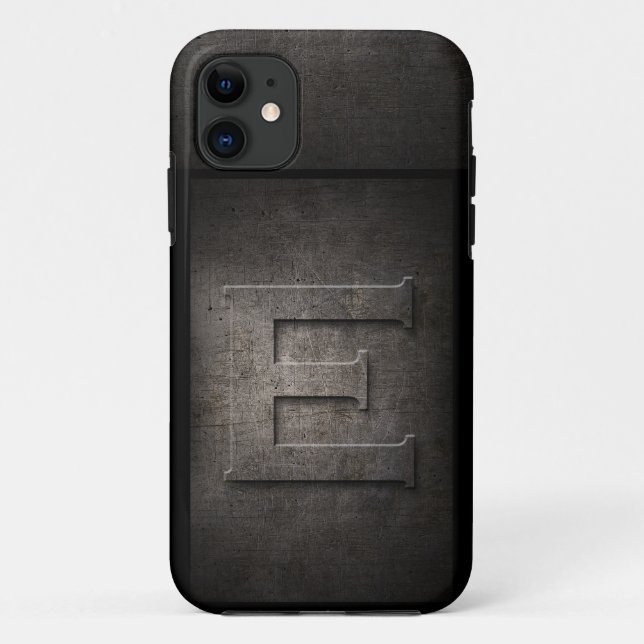 Grunge Metal Monogram Iphone Case for Him (Back)