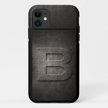 Grunge Metal Monogram Iphone Case For Him by plurals at Zazzle