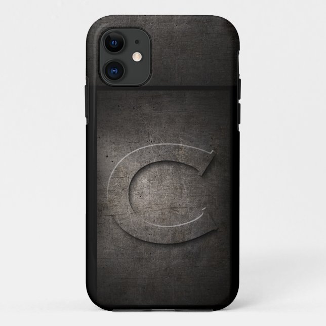 Grunge Metal Monogram Iphone Case for Him (Back)