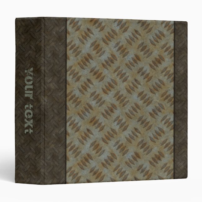 Grunge Metal Plate Design 3 Ring Binder (Front/Spine)