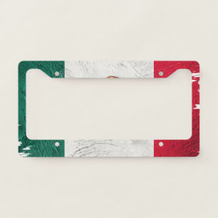 Grunge Mexico flag, Brush stroke, Mexican flag License Plate Frame