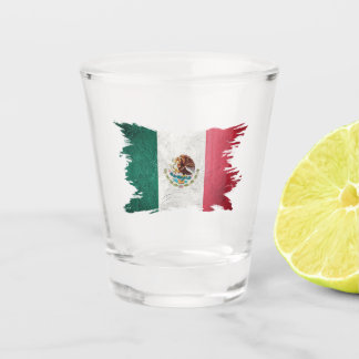 Grunge Mexico flag, Brush stroke, Mexican flag Shot Glass