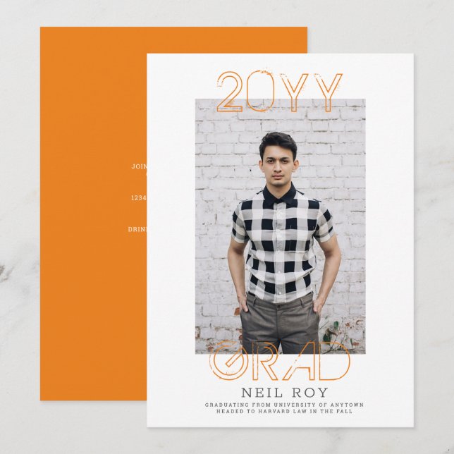 Grunge Minimalistic Modern Graduation Invitation (Front/Back)