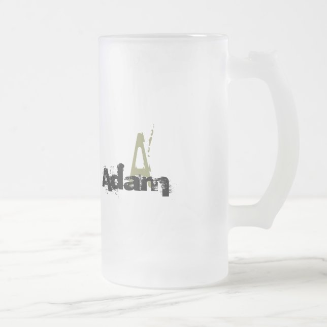 Grunge Monogrammed Frosted Glass Beer Mug (Right)