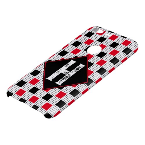 Grunge monogrammed Red black  white checkered Uncommon Google Pixel XL Case