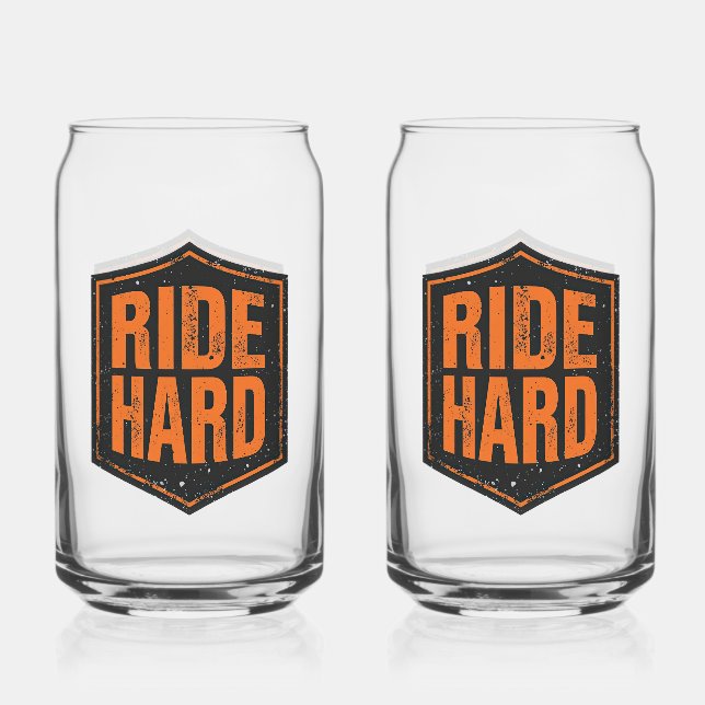 Grunge Motorcycle "Ride Hard" Shield Can Glass (Front)