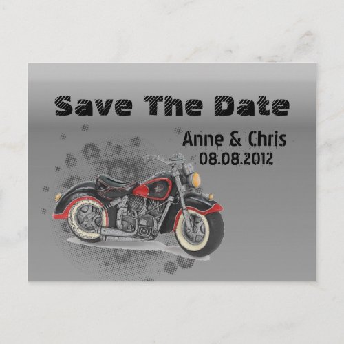 grunge Motorcyle Biker Wedding save the date Announcement Postcard