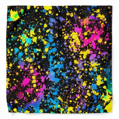 Grunge Multicolor Paint Splatter Bandana