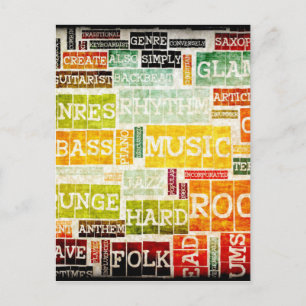 Grunge Music Background Postcard