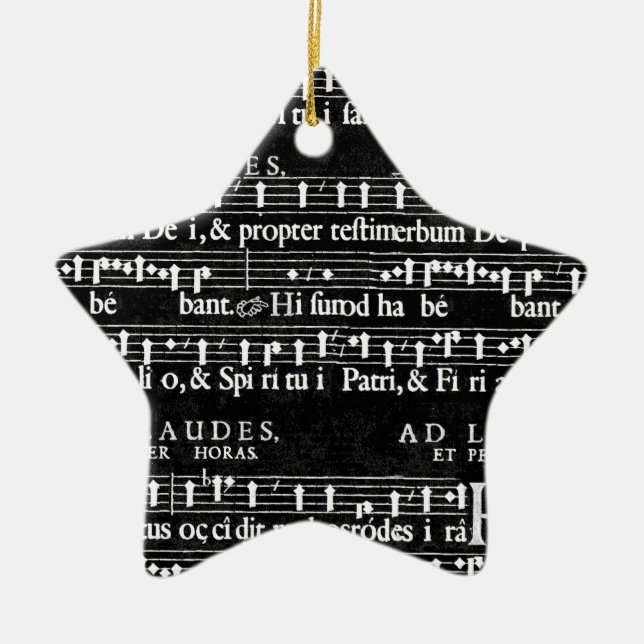 grunge music notes ceramic ornament (Front)