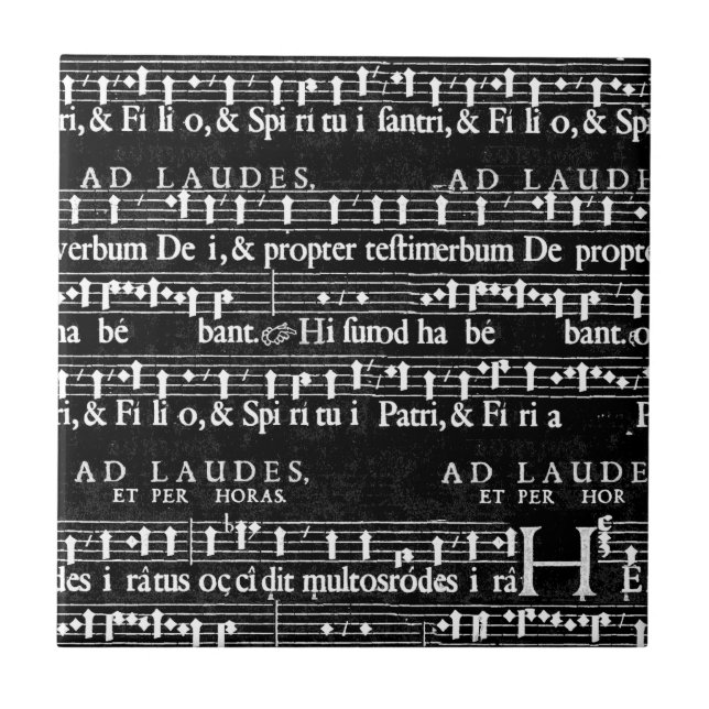 grunge music notes ceramic tile (Front)