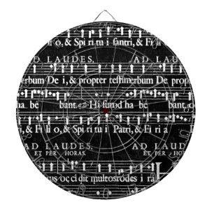 grunge music notes dartboard with darts