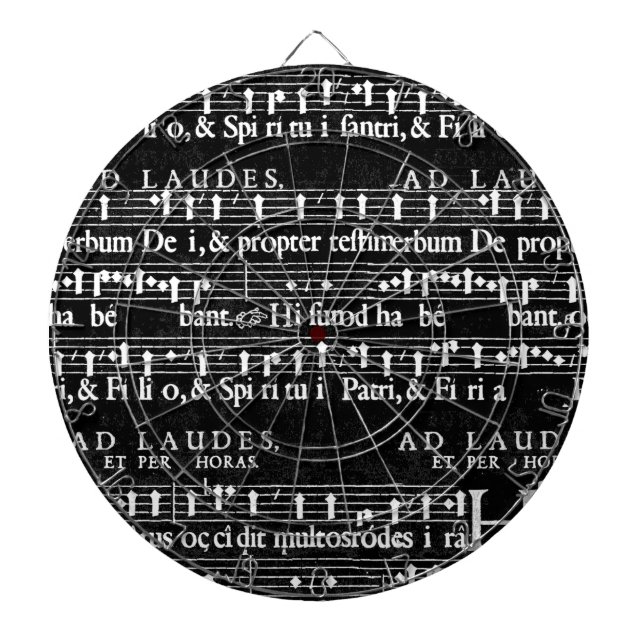 grunge music notes dartboard with darts (Front)