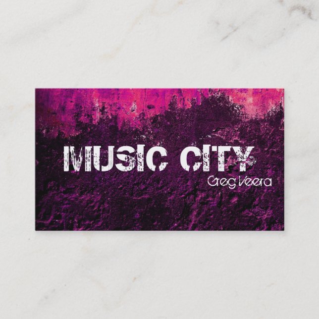 Grunge Music Record Business Card - Pink Texture (Front)
