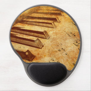 Grunge Music Sheet Piano Keys Gel Mouse Pad