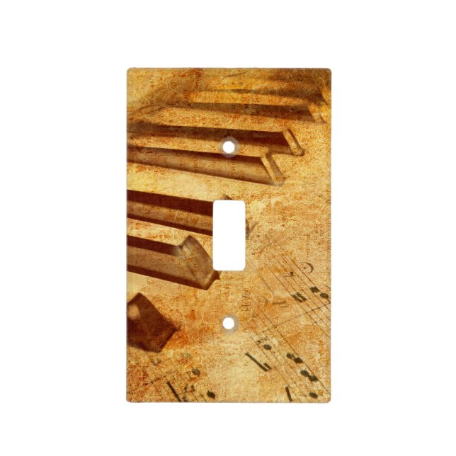 Grunge Music Sheet Piano Keys Light Switch Cover (Front)