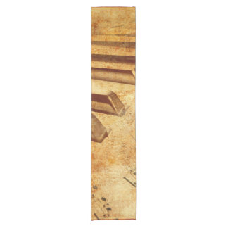 Grunge Music Sheet Piano Keys Short Table Runner