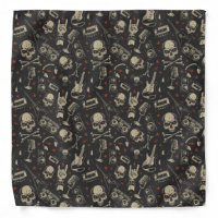 Grunge music skull crossbones pattern