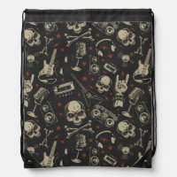 Grunge music skull crossbones pattern