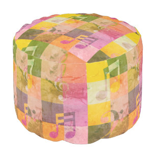 Grunge Musical Notes Music Themed Art Pouf