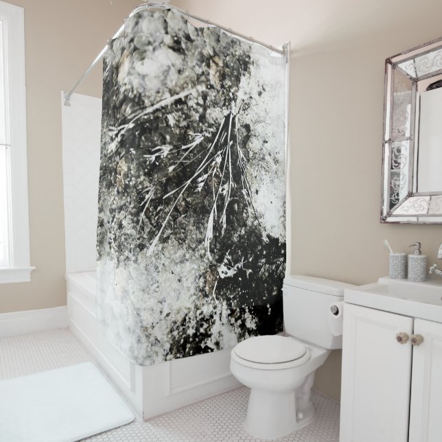 Grunge Nature Dried Plants Organic Shapes Neutral Shower Curtain (In Situ)