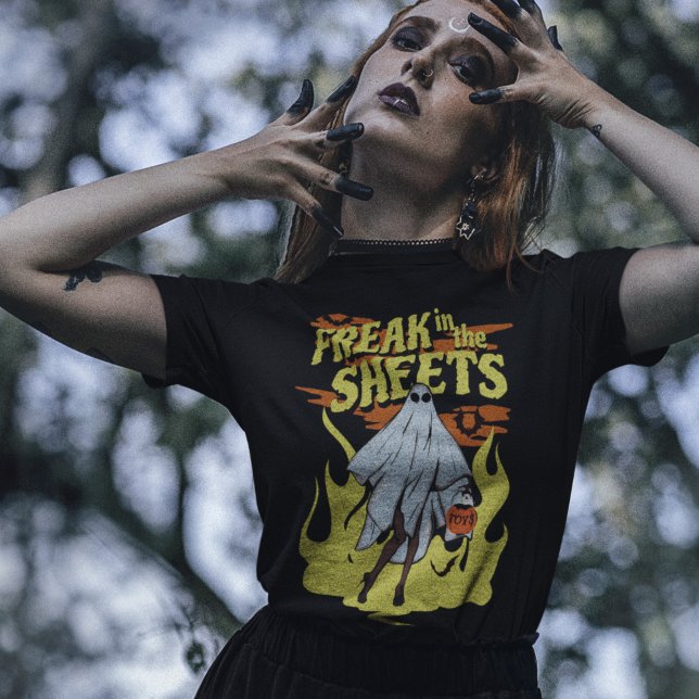 Grunge Naughty Freak in the Sheets Ghost Halloween T-Shirt (Creator Uploaded)